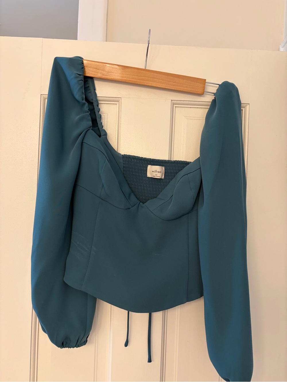 Wilfred Teal Long-Sleeve Sweetheart Blouse